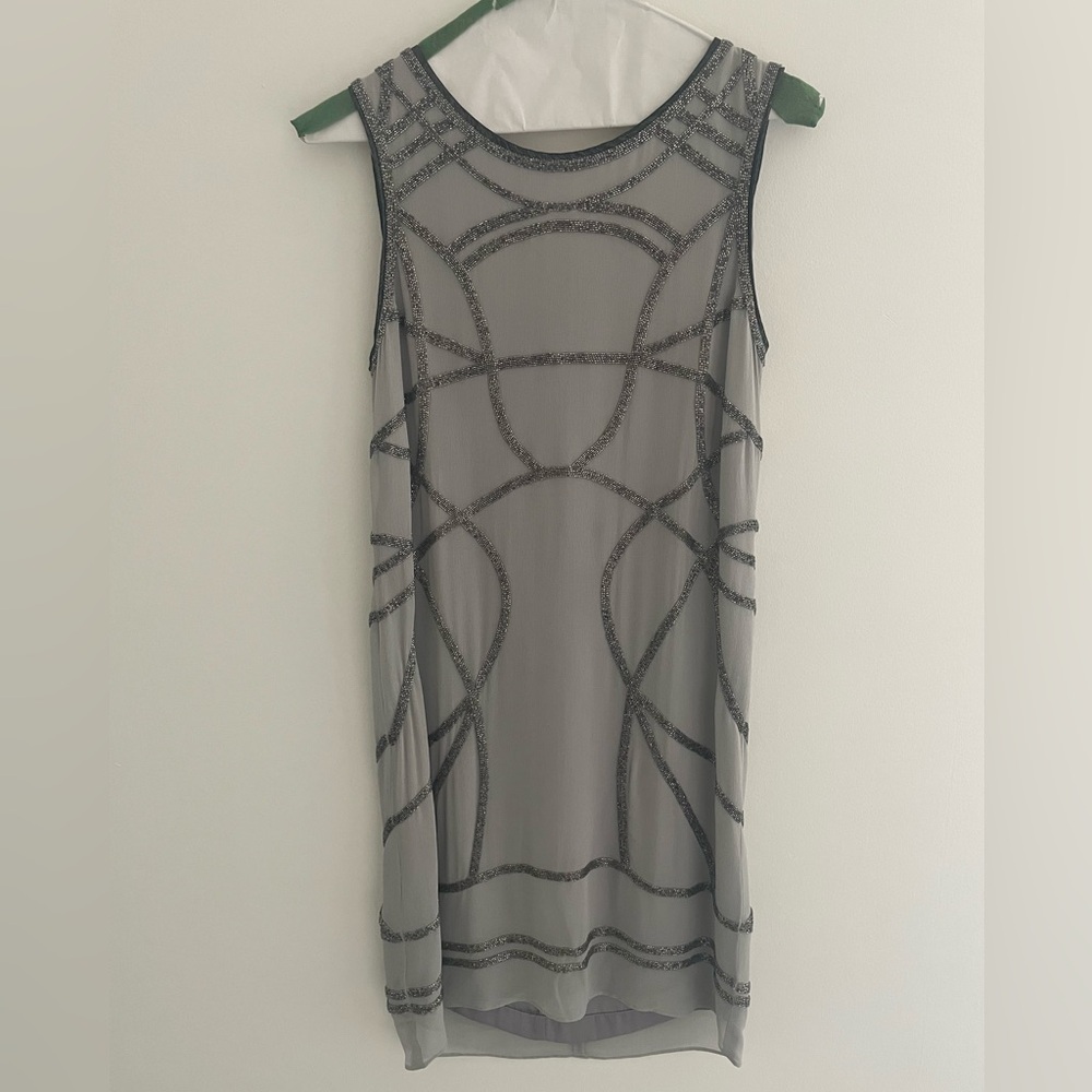 Nicole Miller Gray Beaded Couture Size S